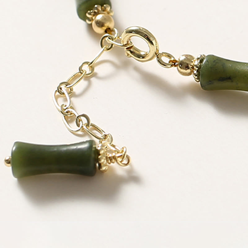 KarmaRipple's Glass Bead Bamboo Fortune Strength Chain Bracelet p9