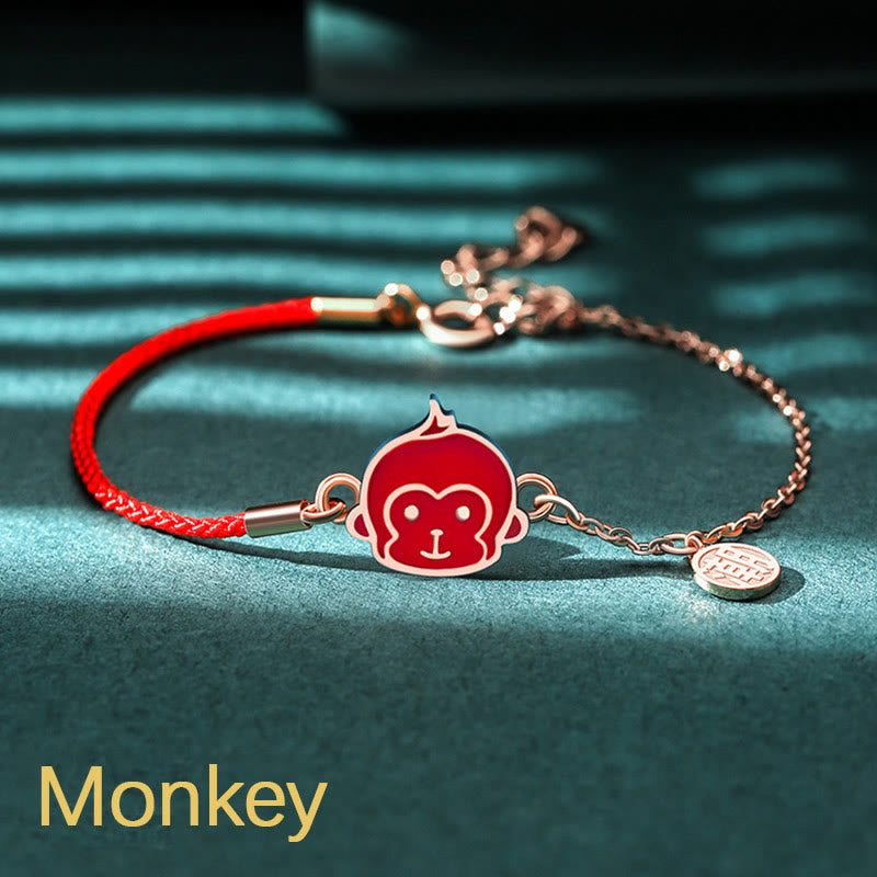 KarmaRipple's 925 Sterling Silver Color-changing Chinese Zodiac Fortune Protection Red String Chain Bracelet p42