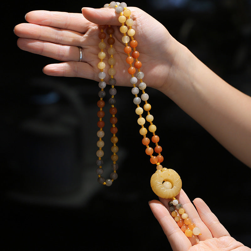 KarmaRipple's Tibetan Golden Silk Jade Wealth Necklace Pendant p11