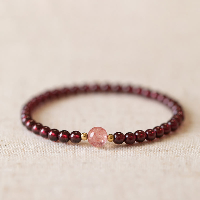 KarmaRipple's Authentic Garnet Strawberry Quartz Calm Bracelet p1