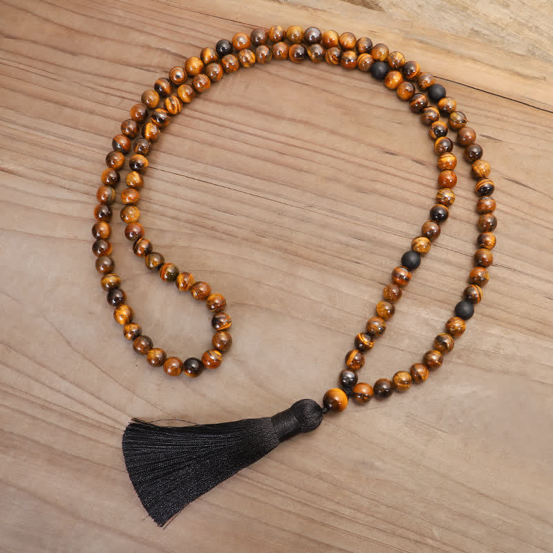 KarmaRipple's 108 Beadwork Mala Tiger Eye Protection Tassel Bracelet p9