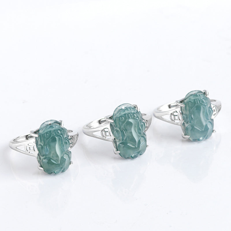 KarmaRipple's 925 Sterling Silver Fengshui Wealth Prosperity Jade PiXiu Fortune Ring p15