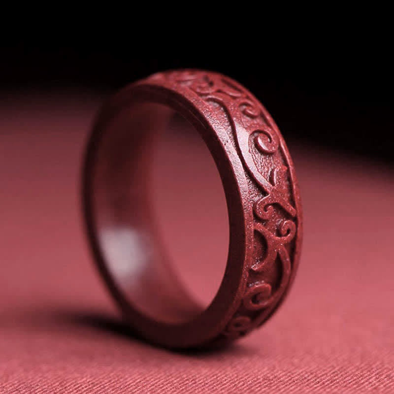 KarmaRipple's Cinnabar Om Mani Padme Hum Auspicious Clouds Blessing Ring p4