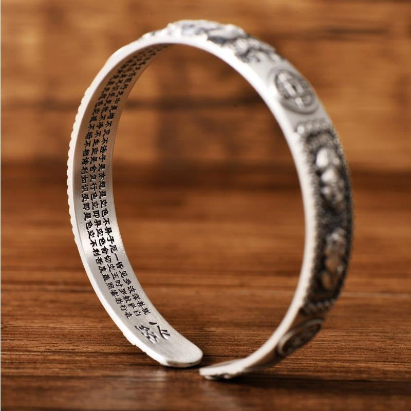 KarmaRipple's Tibetan PiXiu Heart Sutra Coin Ivory Bronze Wealth Bracelet Adjustable Bangle p5
