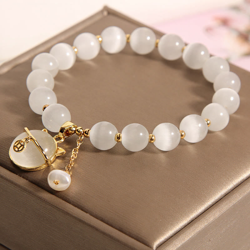 KarmaRipple's Cat's Eye Lovely Cat Pattern Pearl Love Talisman Bracelet p6