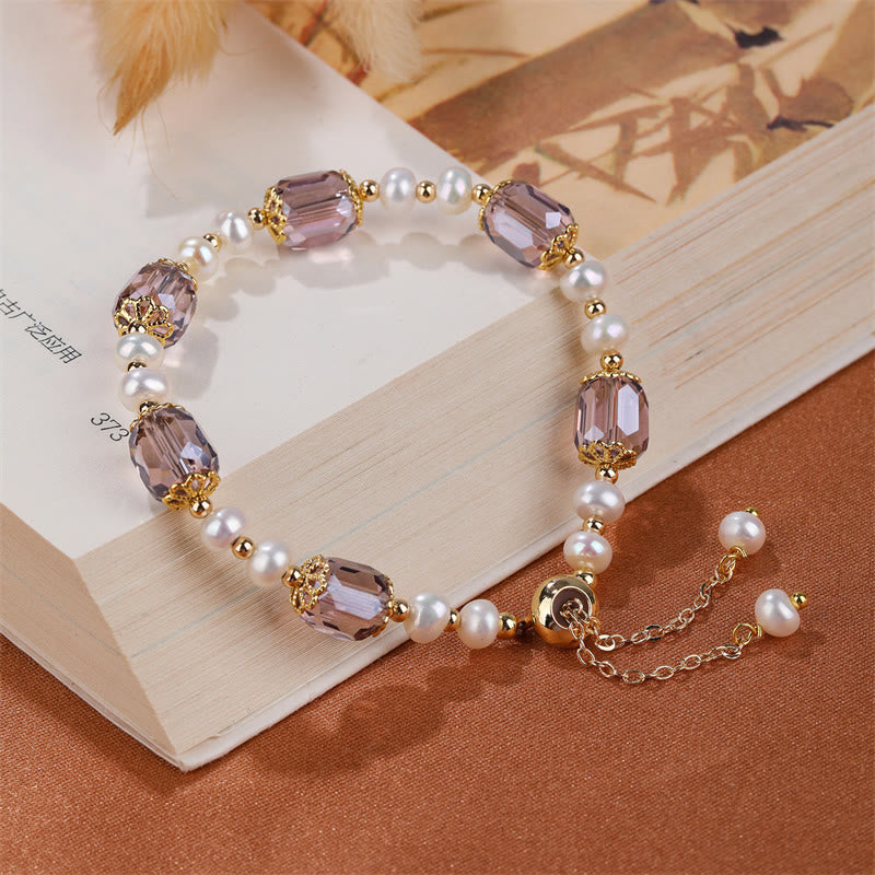 KarmaRipple's Authentic Amethyst Pearl Peace Balancing Chain Bracelet p5