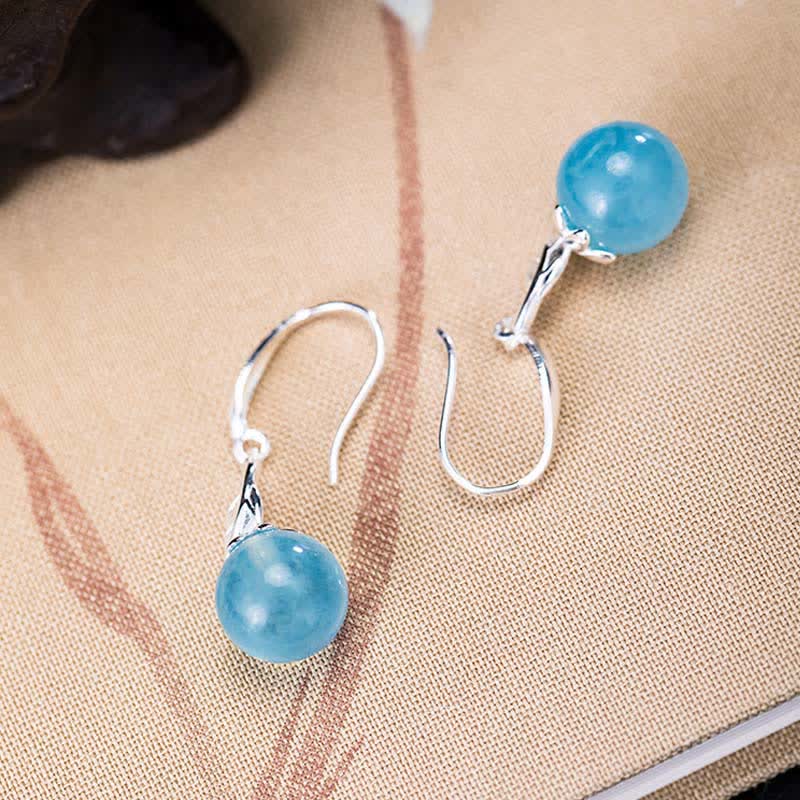 KarmaRipple's 925 Sterling Silver Authentic Aquamarine Leaf Flower Peace Earrings Pendant p9
