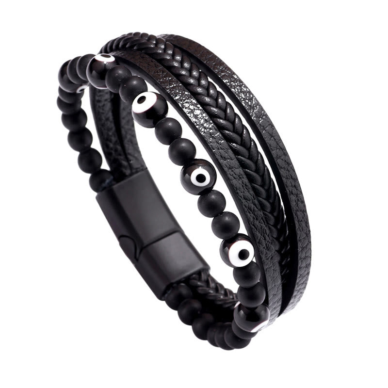 KarmaRipple's Evil Eye Tiger Eye Protection Beaded Multilayered Woven Bracelet p9