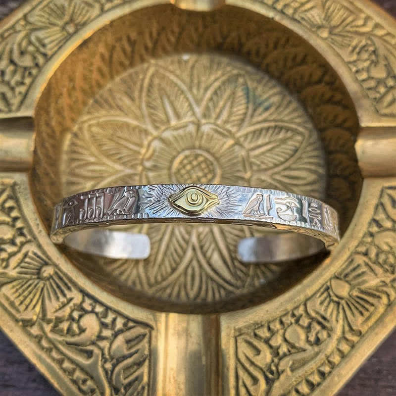 KarmaRipple's Eye Of Horus Protection Bronze Cuff Bracelet Bangle p8