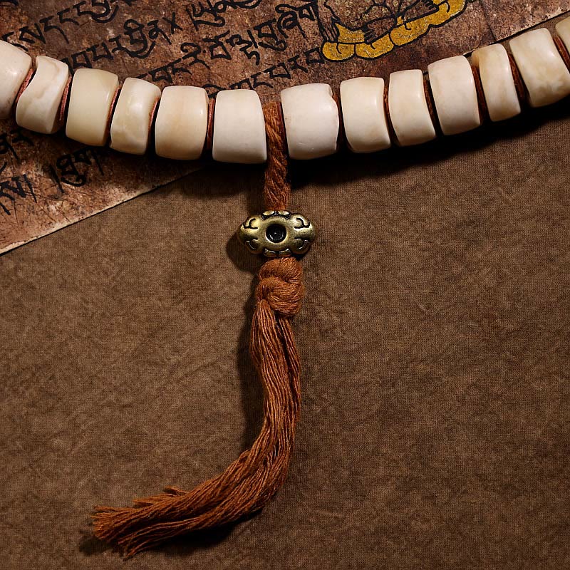 KarmaRipple's Tibetan Authentic Yak Bone The Lord Of The Corpse Forest Dice Chinese Zodiac Nine Palaces Eight Diagrams Strength Wrist Mala p4