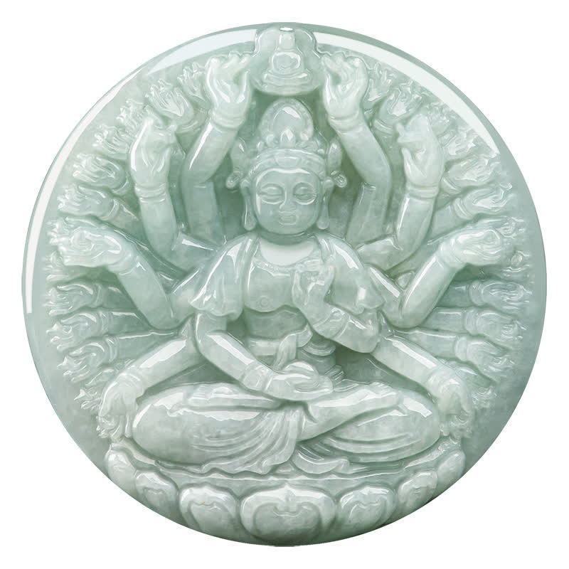 KarmaRipple's Thousand-Hand Kwan Yin Avalokitesvara Jade Blessing String Pendant Necklace p12