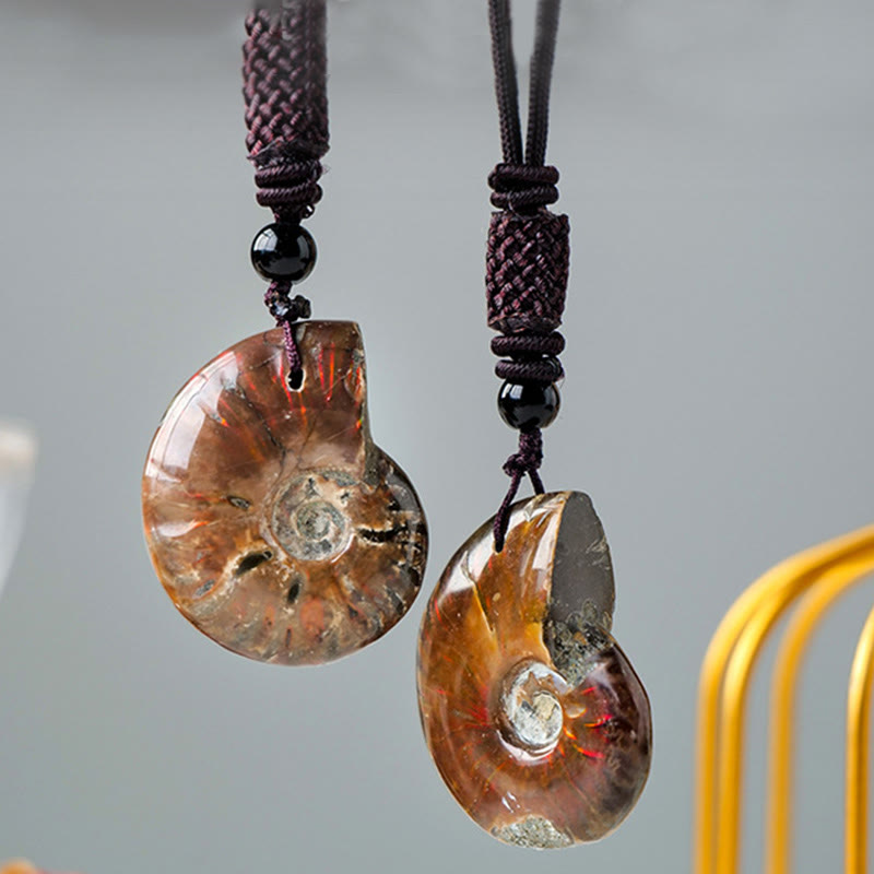 KarmaRipple's Authentic Ammonite Fossil Snail Pattern Meditation Balancing Pendant Necklace p3