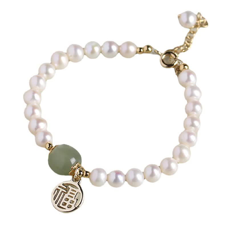 KarmaRipple's Authentic Pearl Hetian Jade Happiness Balancing Bead Bracelet p9
