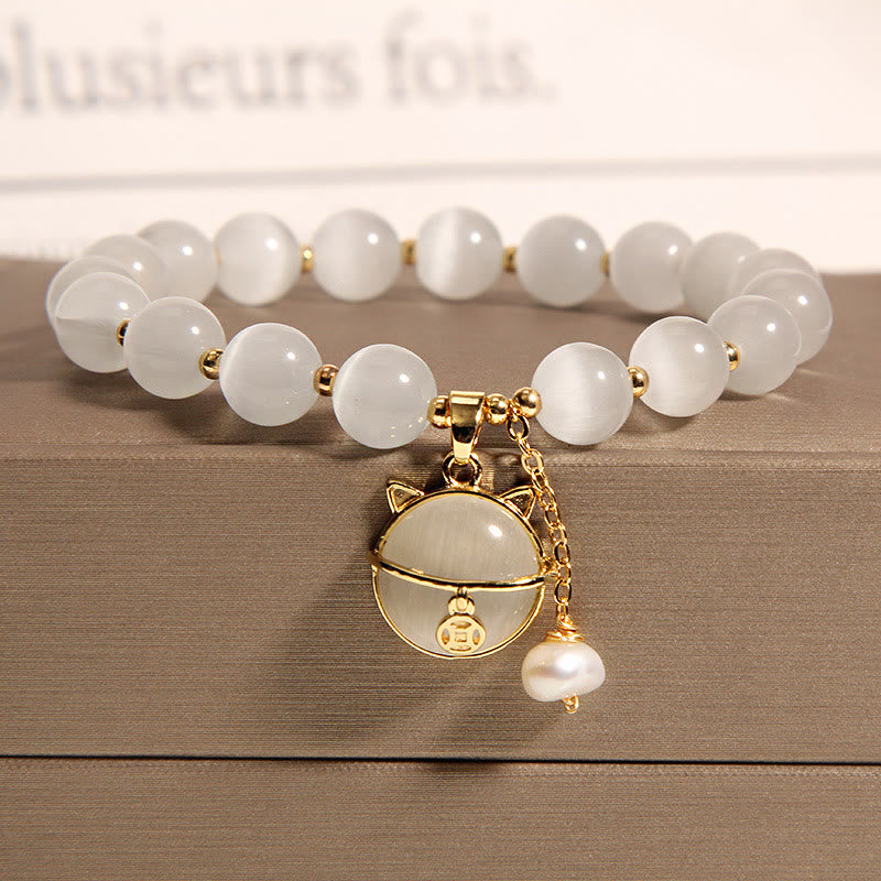 KarmaRipple's Cat's Eye Lovely Cat Pattern Pearl Love Talisman Bracelet p4