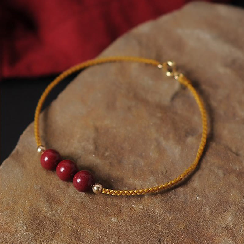 KarmaRipple's 14K Gold Plated Authentic Cinnabar Blessing String Woven Bracelet p11