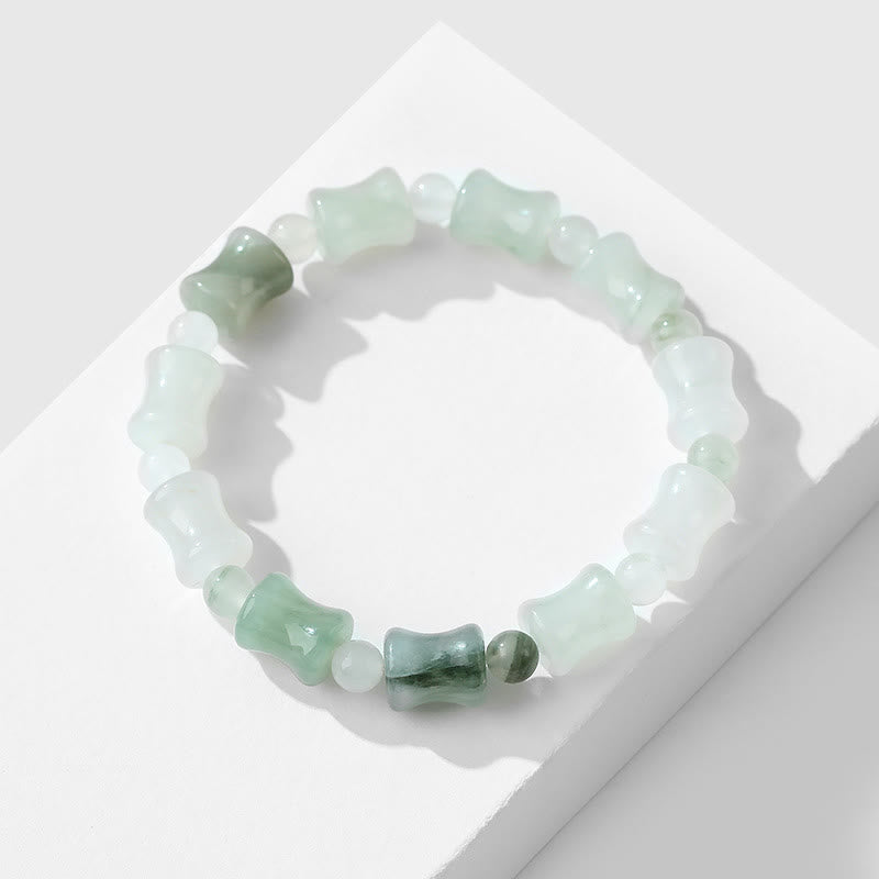 KarmaRipple's Jade Coconut Shell Bamboo Pattern Abundance Fortune Bracelet p3
