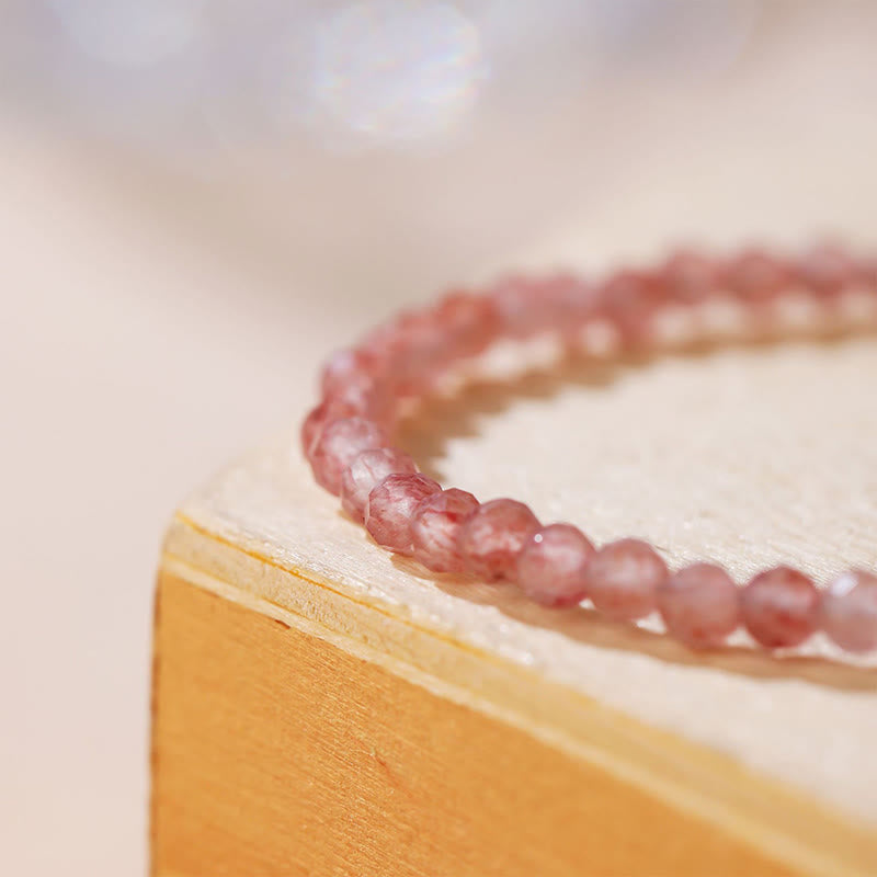 KarmaRipple's Strawberry Quartz Prehnite Peridot Lazurite Pink Gemstone Tourmaline Balancing Chain Bracelet p11