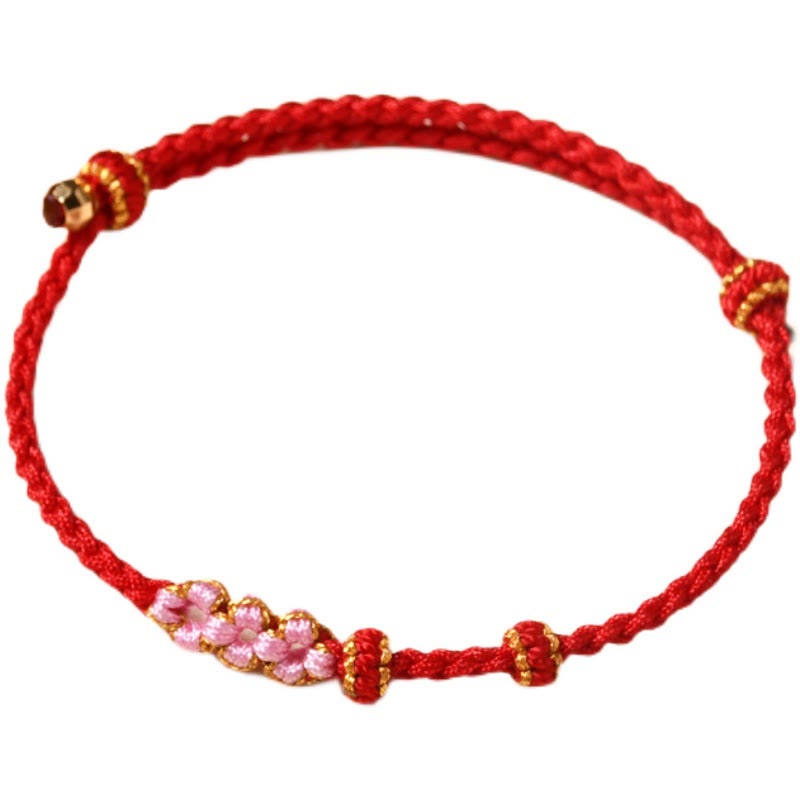 KarmaRipple's Handmade Peach Blossom Protection Woven Rope Bracelet p14