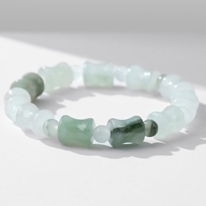 KarmaRipple's Jade Coconut Shell Bamboo Pattern Abundance Fortune Bracelet p8