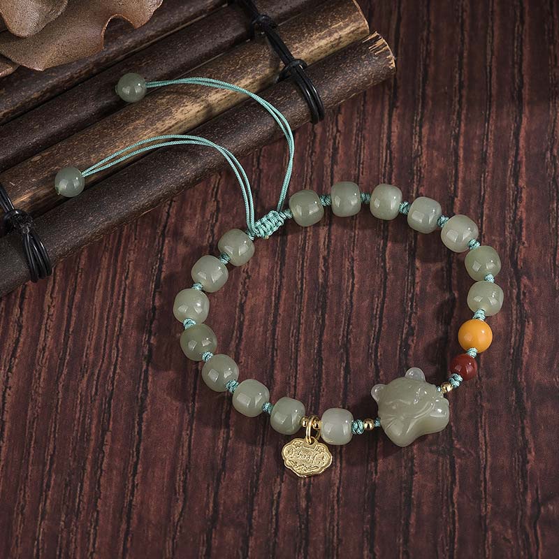 KarmaRipple's Chinese Zodiac Tiger Jade Blessing String Bracelet p4