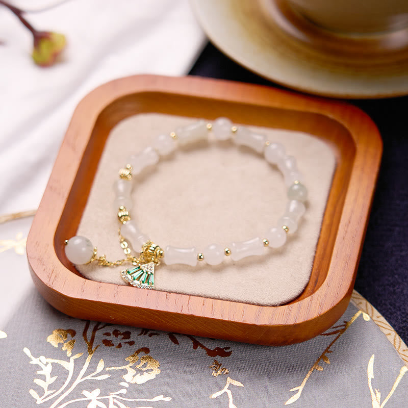 KarmaRipple's Tianshan Ivory Jade Bamboo Pattern Fortune Blessing Bracelet p5