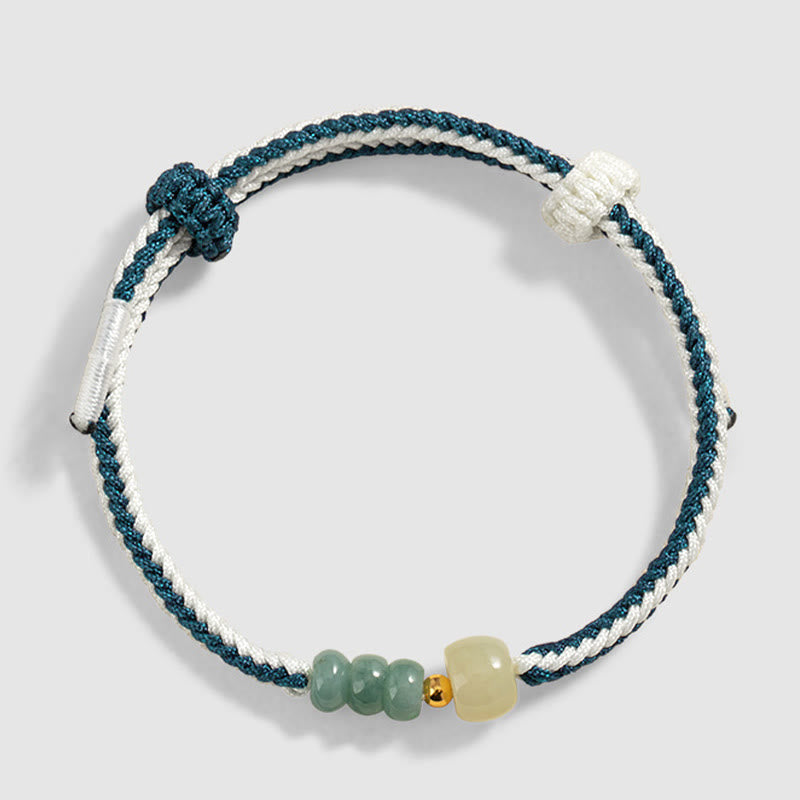 KarmaRipple's 925 Sterling Silver Hetian Jade Bead Abundance Woven Rope Bracelet p4