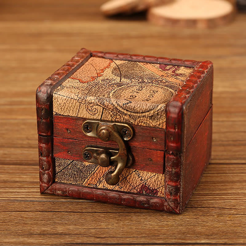 KarmaRipple's Retro Small Square Wood Jewelry Box Lotus Grass Flower Grape Bronze Coin Daffodil Jewelry Storage Box p35