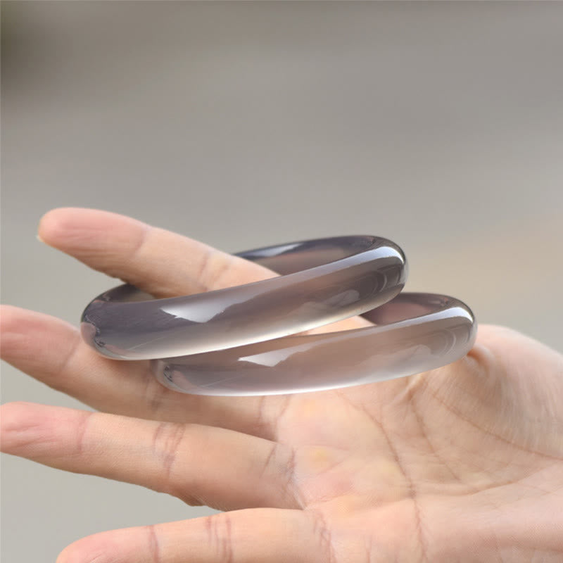 KarmaRipple's Authentic Gray Chalcedony Balance Bangle Bracelet p2