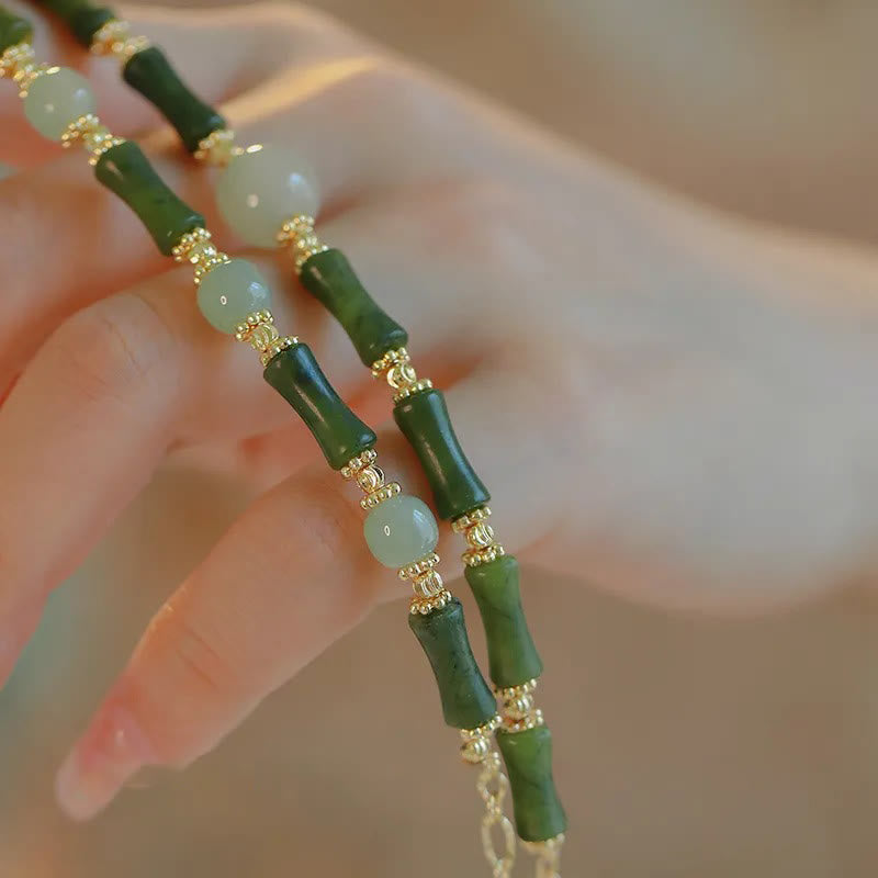 KarmaRipple's Glass Bead Bamboo Fortune Strength Chain Bracelet p6