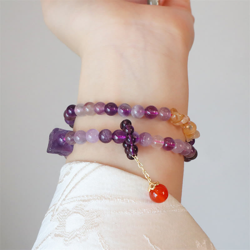KarmaRipple's Authentic Amethyst Citrine Positive Transformation Double Wrap Bracelet p7
