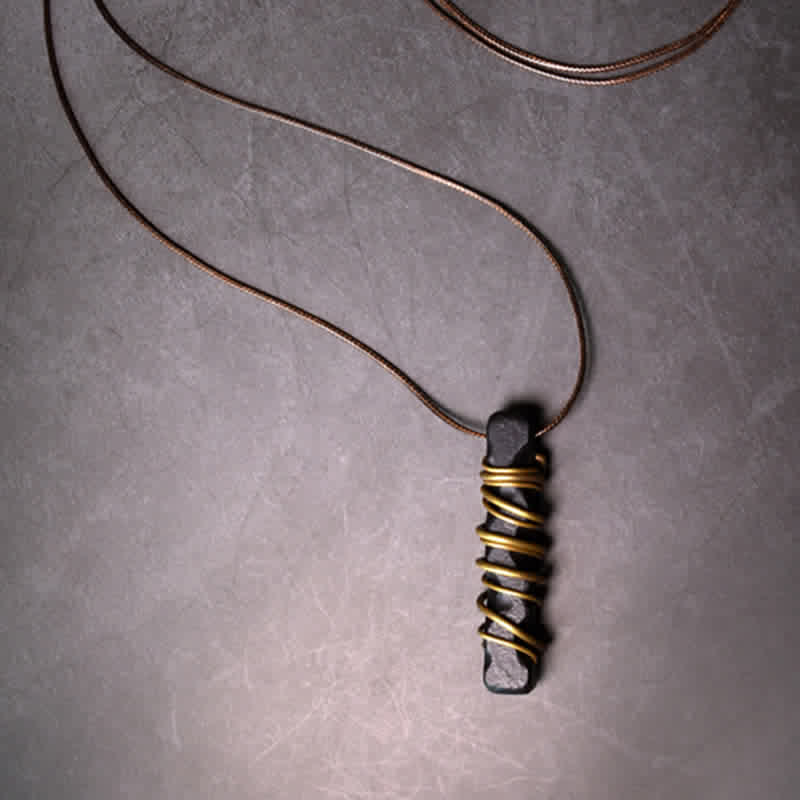 KarmaRipple's Tibet Ebony Wood Bronze Balance Peace Pendant Necklace p2