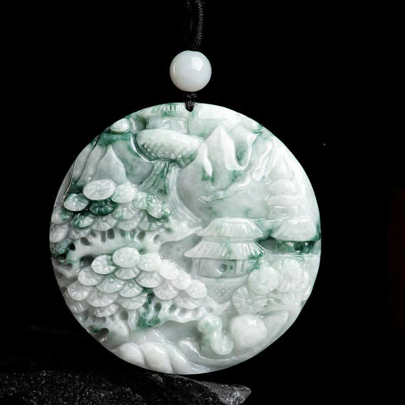 KarmaRipple's Mountain Landscape Jade Abundance String Pendant p9