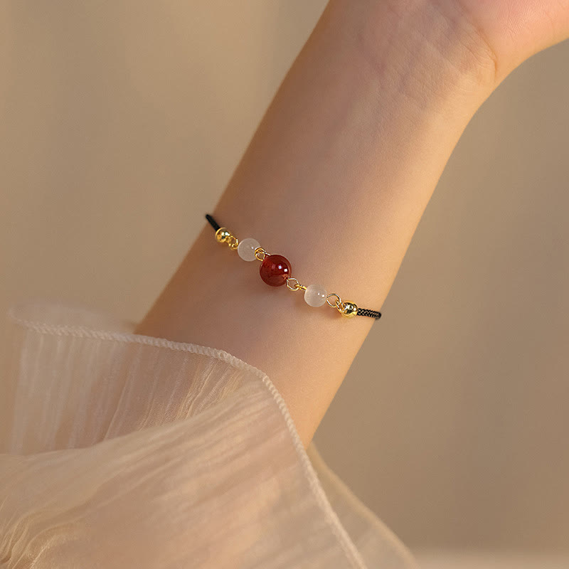 KarmaRipple's Red Agate Cat Eye Woven String Confidence Bracelet p15
