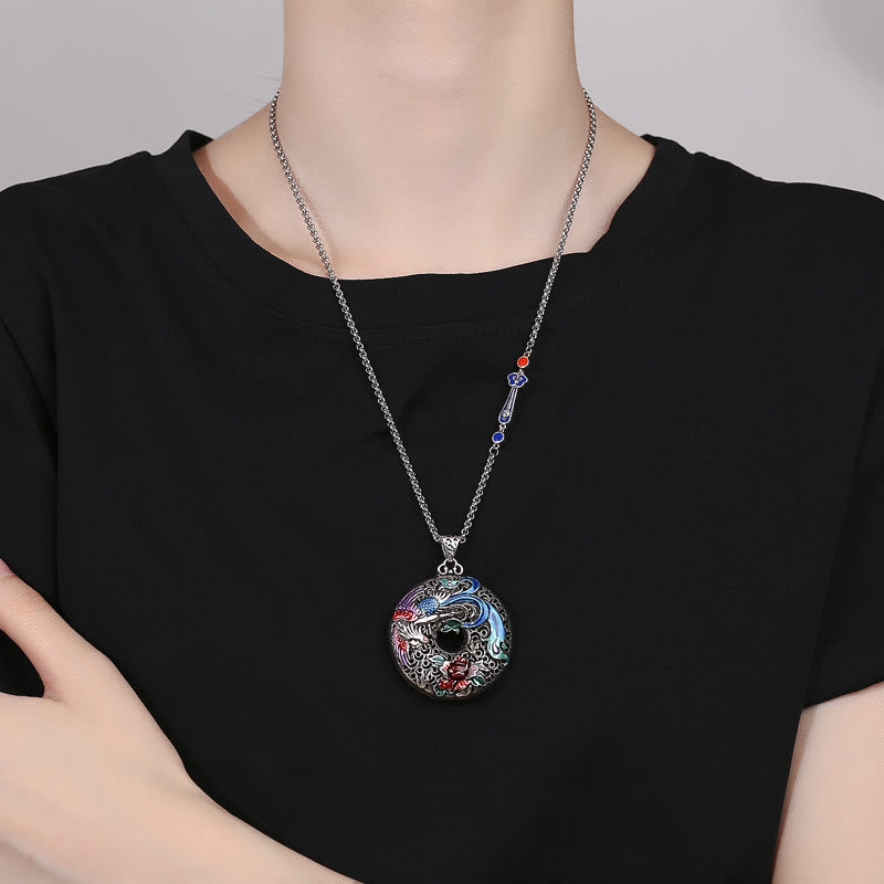 KarmaRipple's Phoenix Peony Flower Fortune Protection Pendant Necklace p6