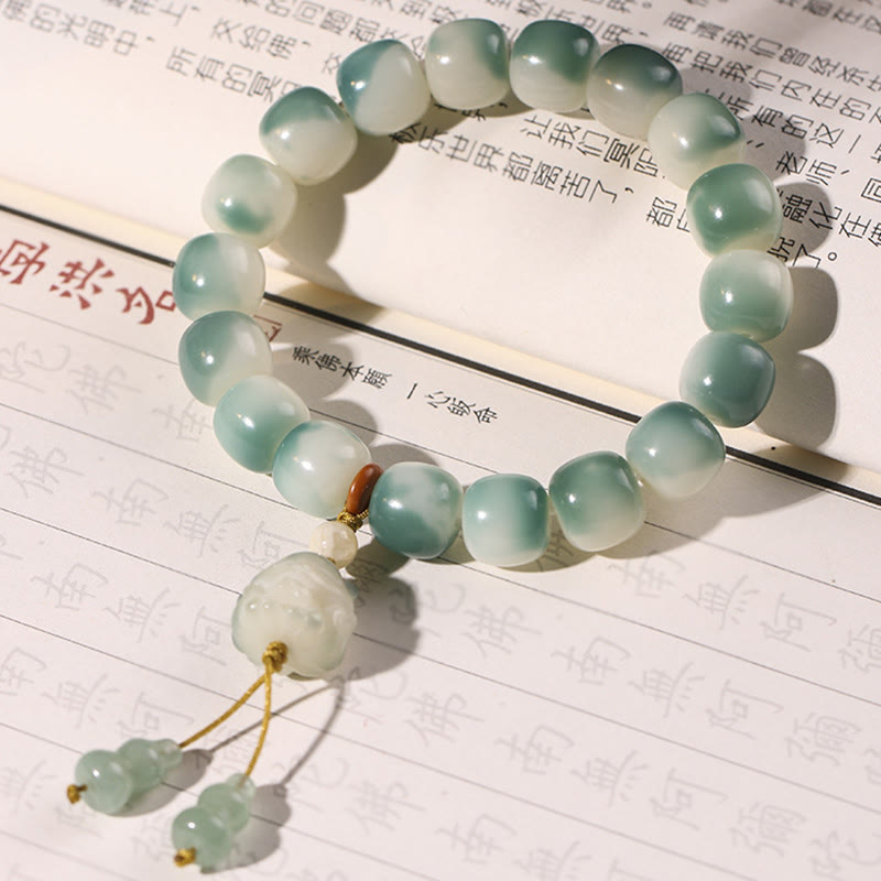 KarmaRipple's Gradient Bodhi Seed Nine Tailed Fox Cat Paw Claw Pine Cone Peace Bracelet p11