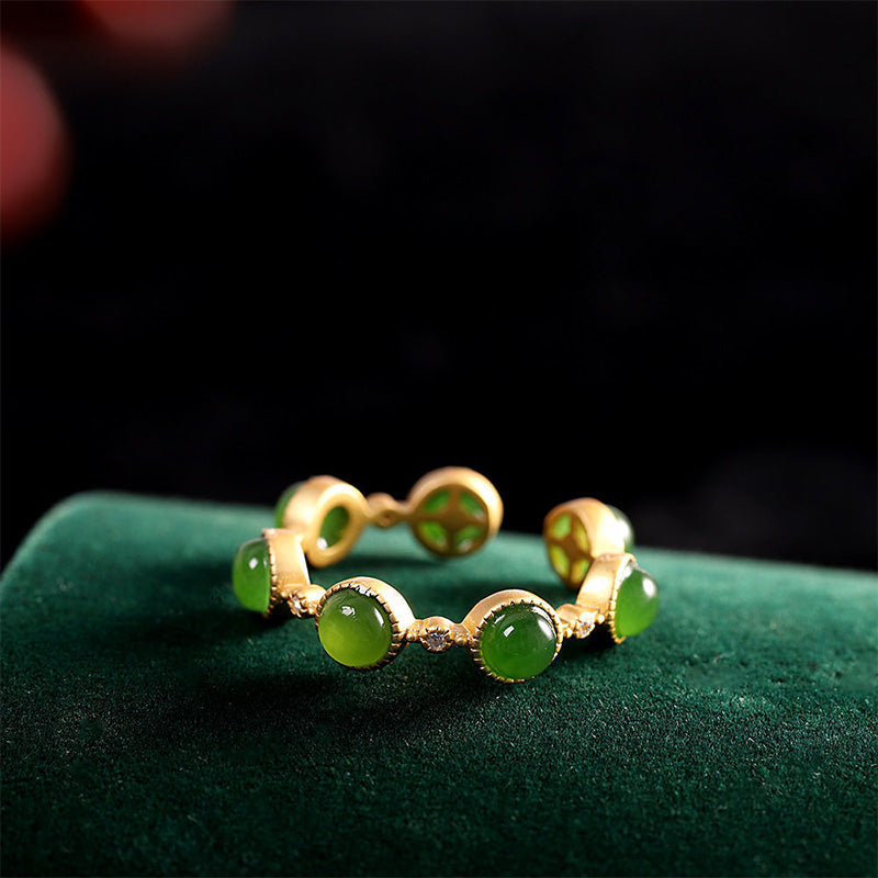 KarmaRipple's Cyan Jade Balancing Calm Adjustable Ring p11