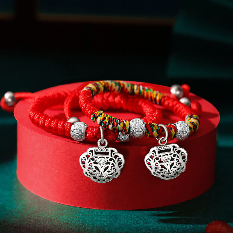 KarmaRipple's 925 Sterling Silver Chinese Lock Talisman Multicolored Red String Protection Handmade Woven Kids Bracelet p5