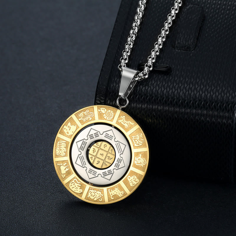 KarmaRipple's Chinese Zodiac Nine Palaces Eight Diagrams Bagua Amulet Balance Pendant Rotatable Necklace p3