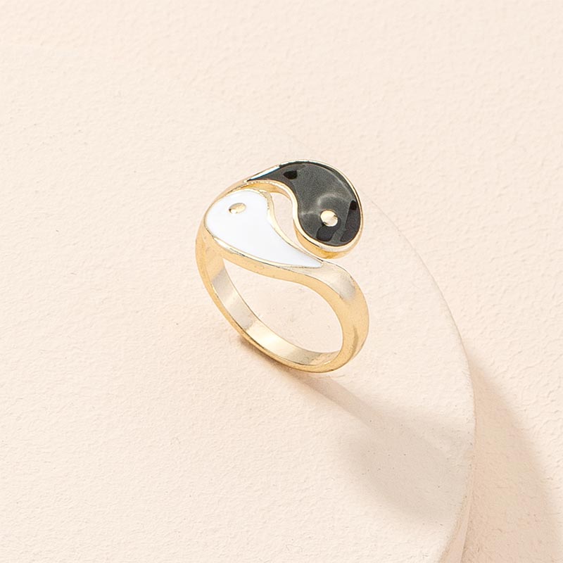 KarmaRipple's Yin Yang Symbol Adjustable Blessing Pair Ring p1