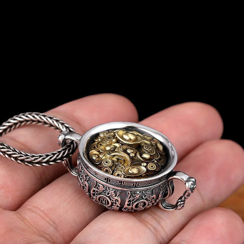 KarmaRipple's Treasure Bowl Bronze Coin Ingots Wealth Pendant Necklace p4