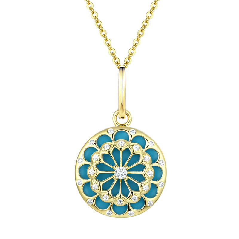 KarmaRipple's 925 Sterling Silver Round Turquoise Zircon Protection Strength Pendant Necklace p4