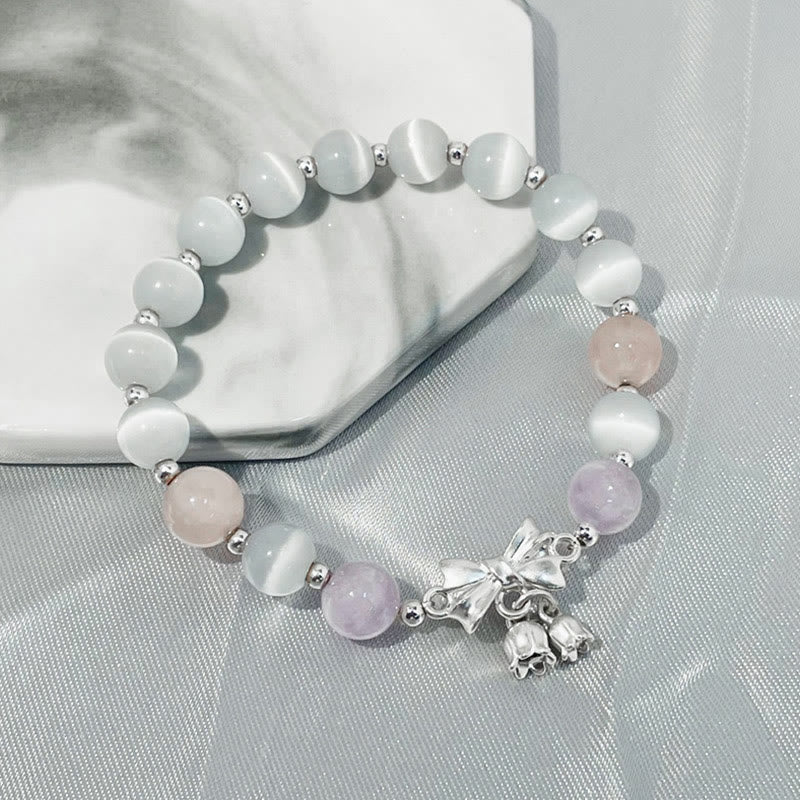 KarmaRipple's Cat's Eye Lavender Amethyst Rosette Talisman Bracelet p3