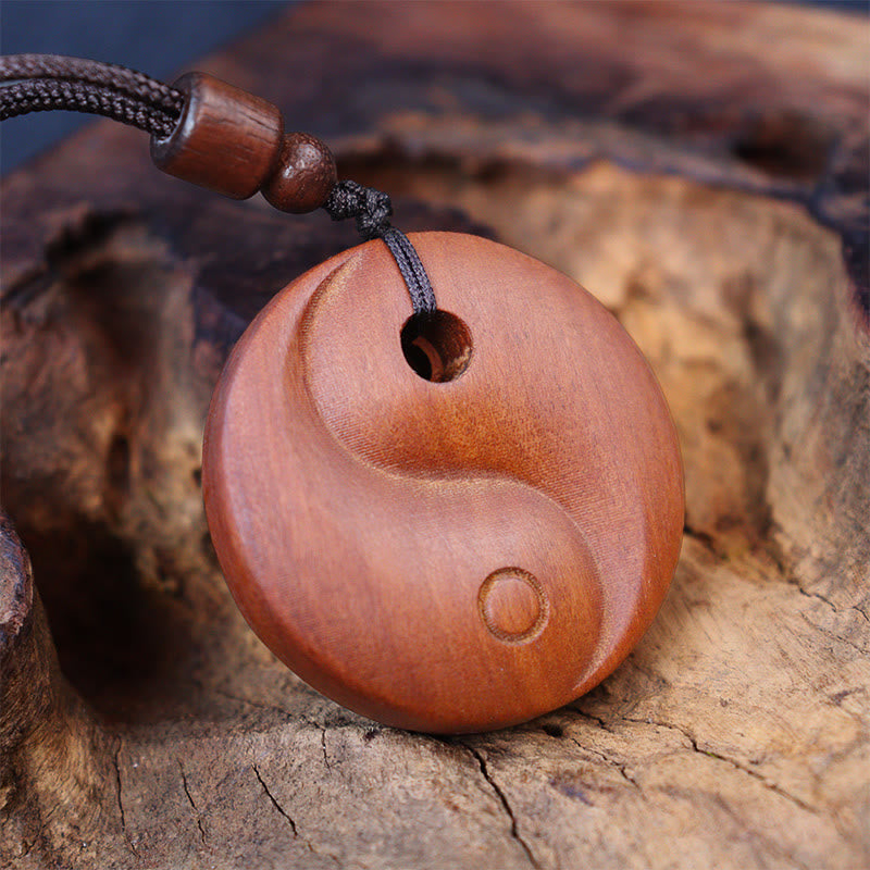 KarmaRipple's Lightning Struck Jujube Wood Yin Yang Fortune Protection Pendant Necklace p4