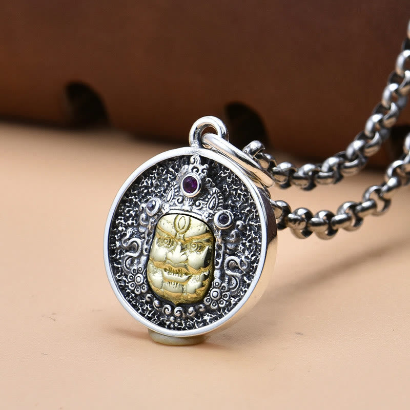 KarmaRipple's 925 Sterling Silver Zakiram Goddess of Wealth Dorje Vajra Spiritual Pendant Necklace p3