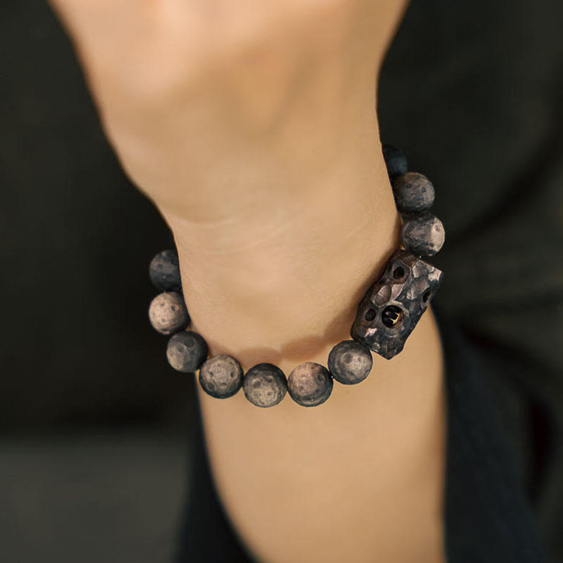 KarmaRipple's Silver Sheen Obsidian Ebony Wood Soothing Bracelet p3