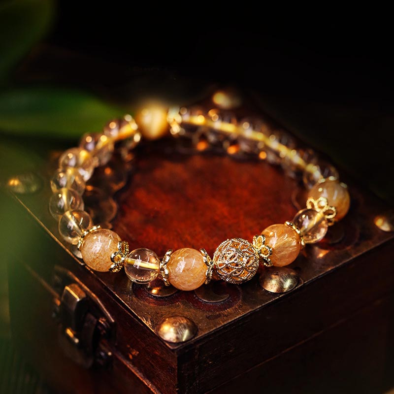 KarmaRipple's Authentic Citrine Amethyst Rutilated Quartz Prosperity Protection Bracelet p5
