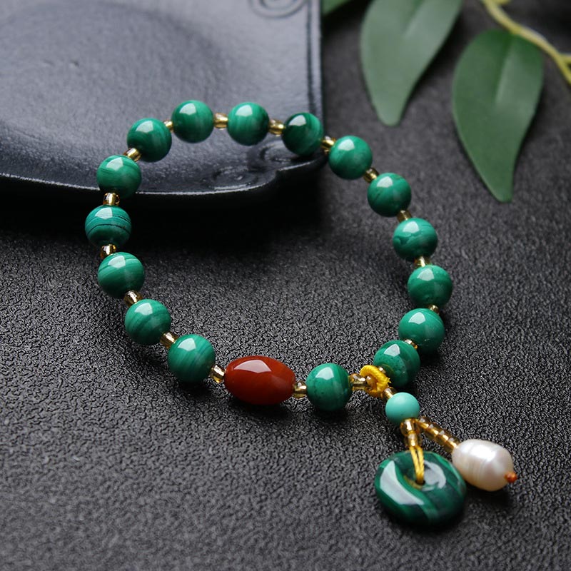KarmaRipple's Authentic Malachite Red Agate Bead Protection Talisman Bracelet p3
