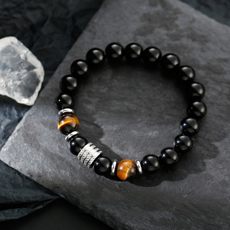 KarmaRipple's Authentic Black Obsidian Tiger Eye Strength Fulfillment Bracelet p8