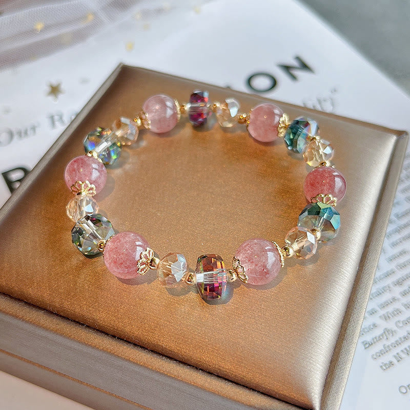 KarmaRipple's Authentic Strawberry Quartz Colorful Gemstone'sitive Bracelet p7