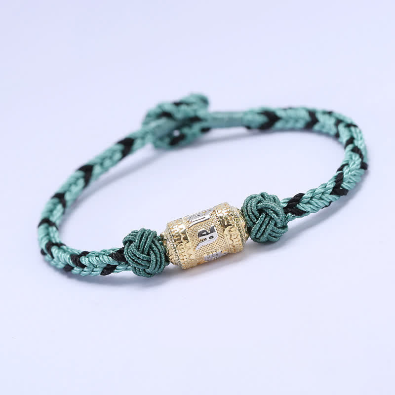 KarmaRipple's 925 Sterling Silver Om Mani Padme Hum Prayer Wheel Fortune Strength Red String Bracelet p41